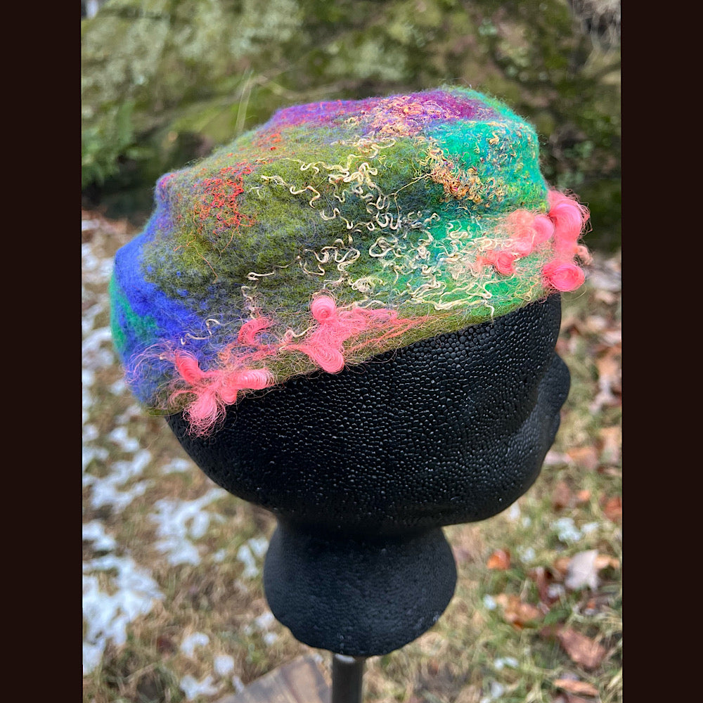 Light Felted silk beret small