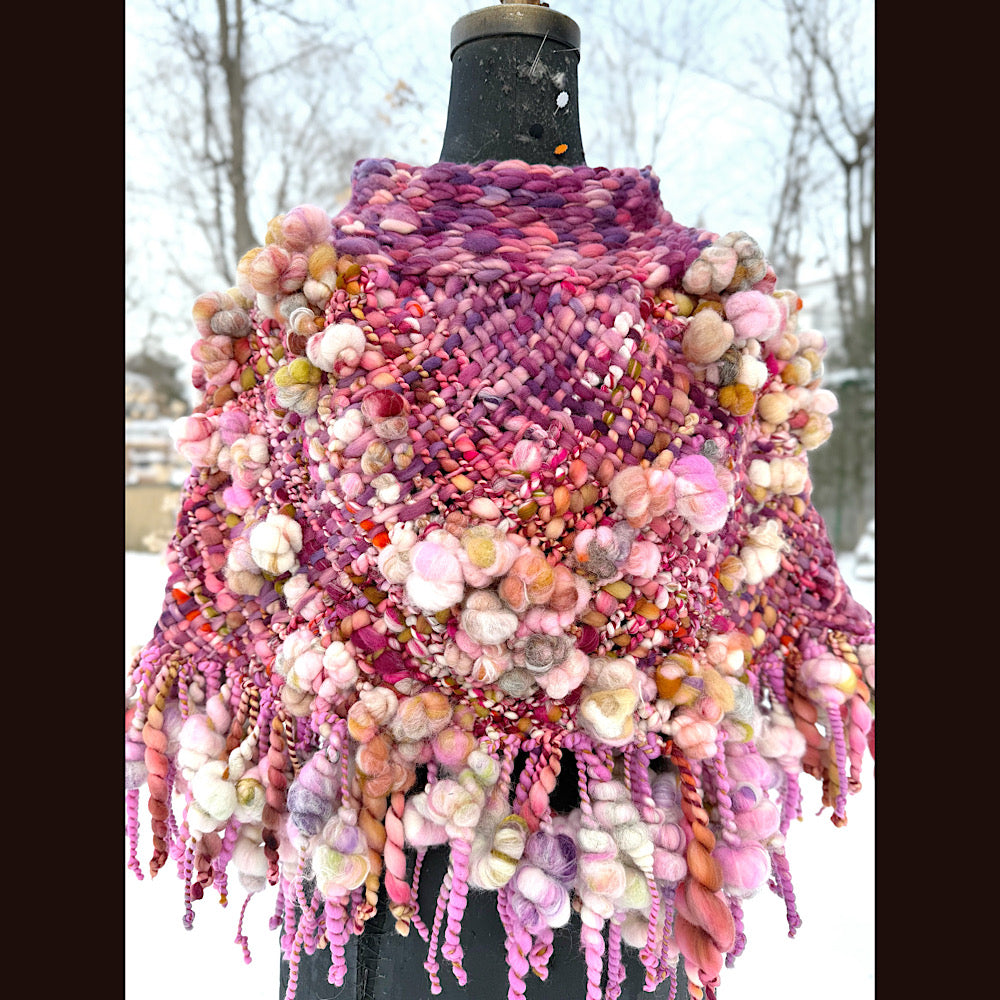 Handmade wool Woven Scarf shawlette 26”X  20” larger size