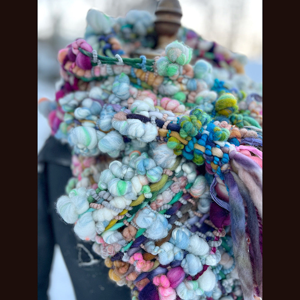 Woven art yarn Scarf 90” X 7”