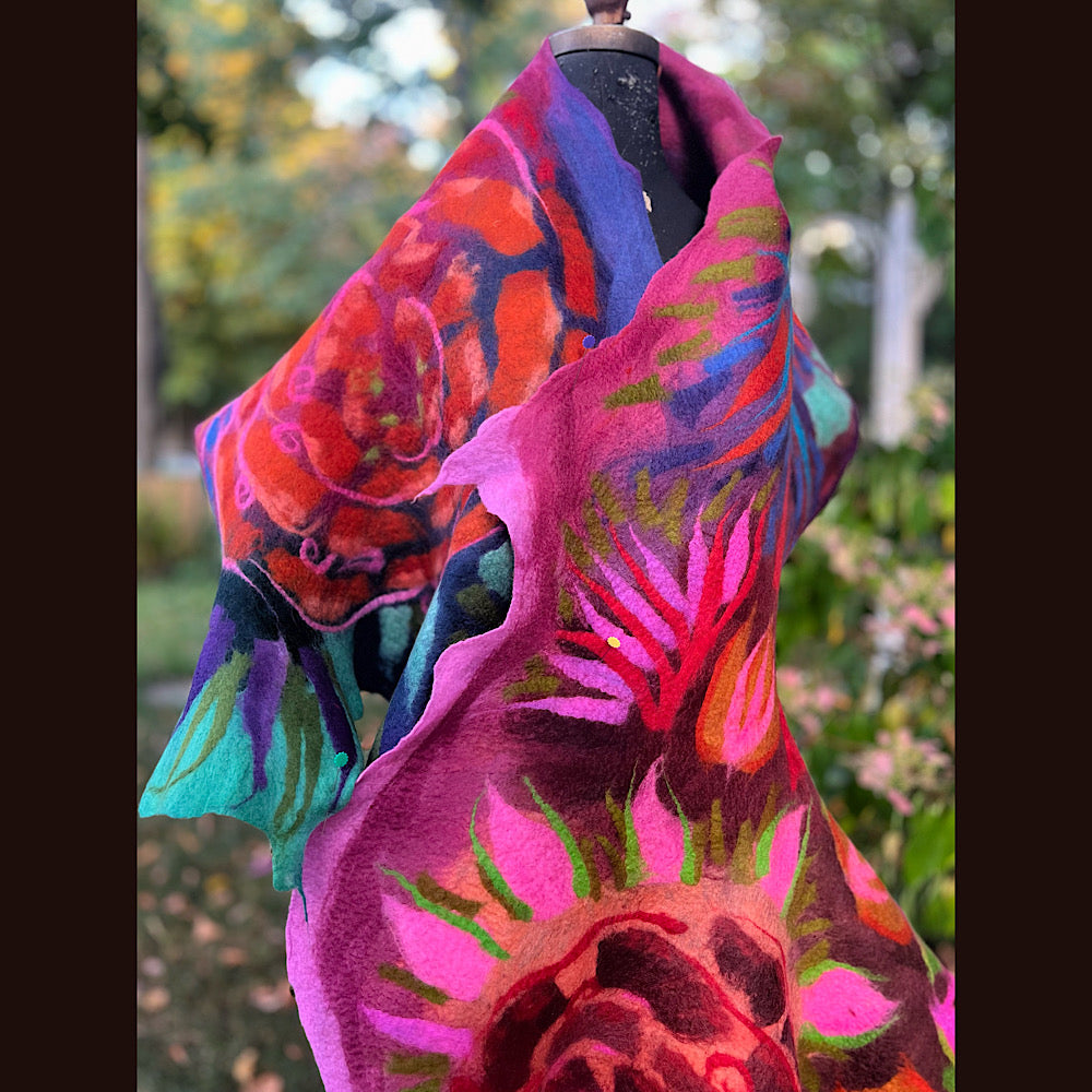 Handmade Felted Wool Scarf 74” X 29”