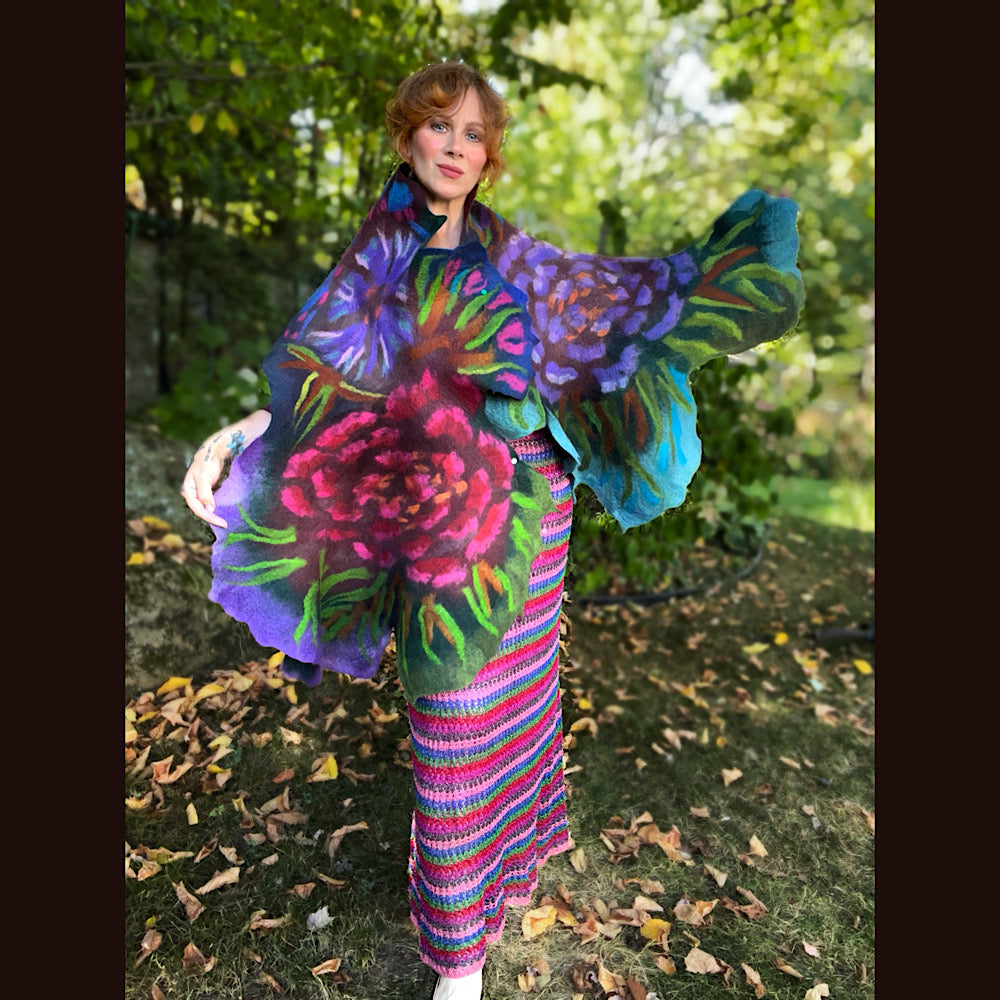 Handmade Felted Wool Scarf 74” X 29”