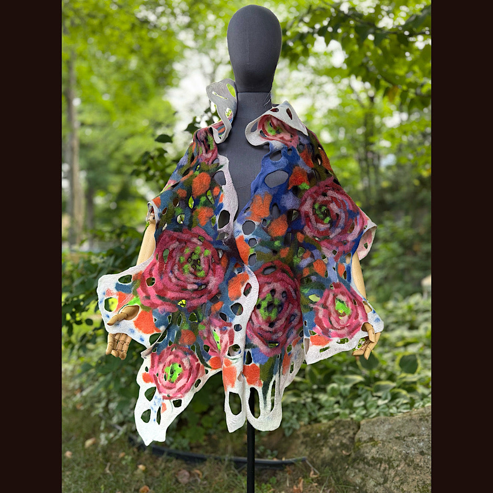 OOAK Handmade wool Felted Scarf 90” X 20” Original art work