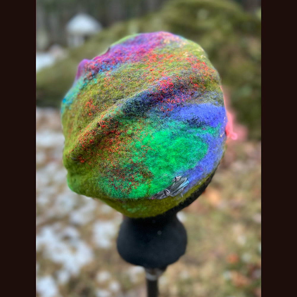 Light Felted silk beret small