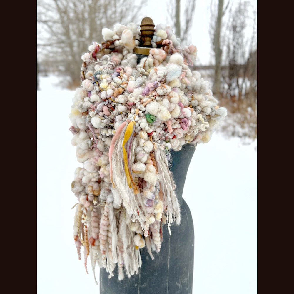 The Snow Rose Scarf 92” X 10”  1.2 pound