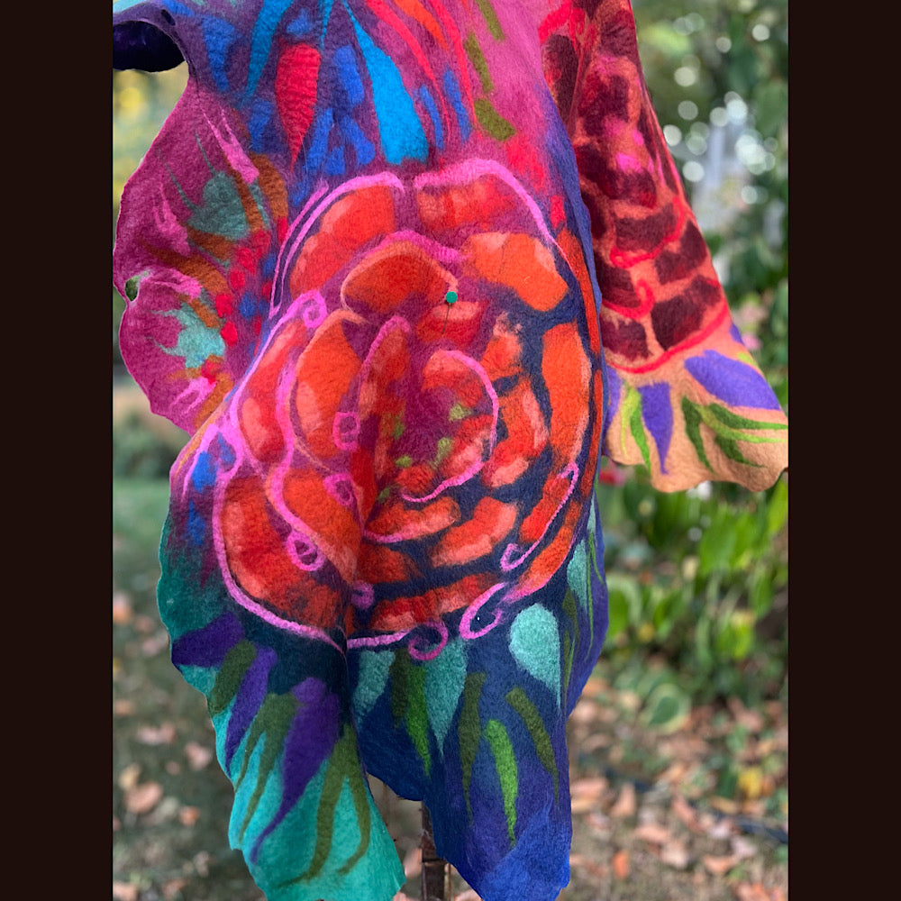 Handmade Felted Wool Scarf 74” X 29”