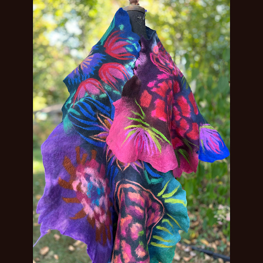 Handmade Felted Wool Scarf 80” X 26”