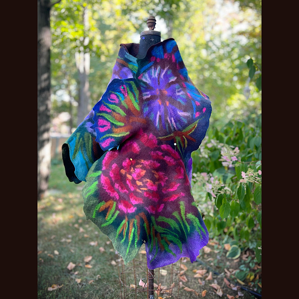 Handmade Felted Wool Scarf 74” X 29”