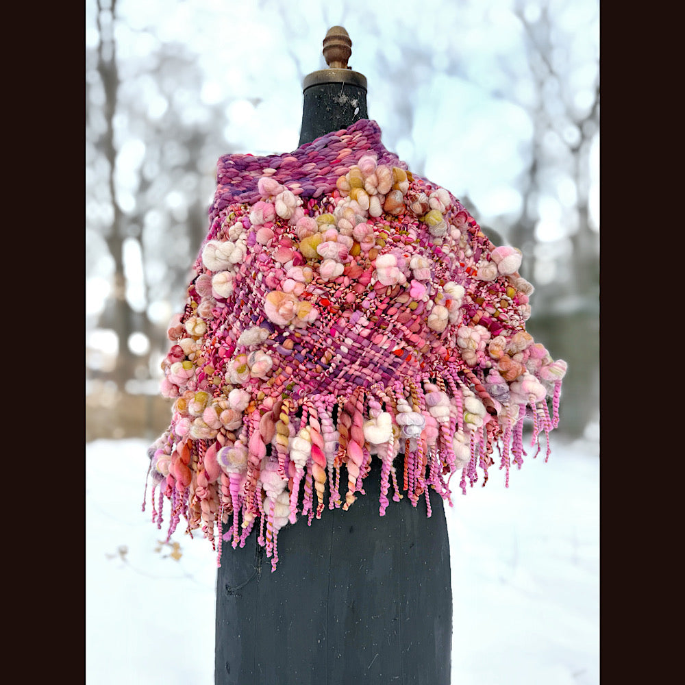 Handmade wool Woven Scarf shawlette 26”X  20” larger size