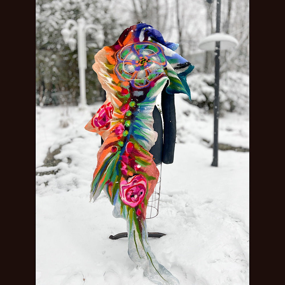 Rose Felted Shawl 84” X 21”