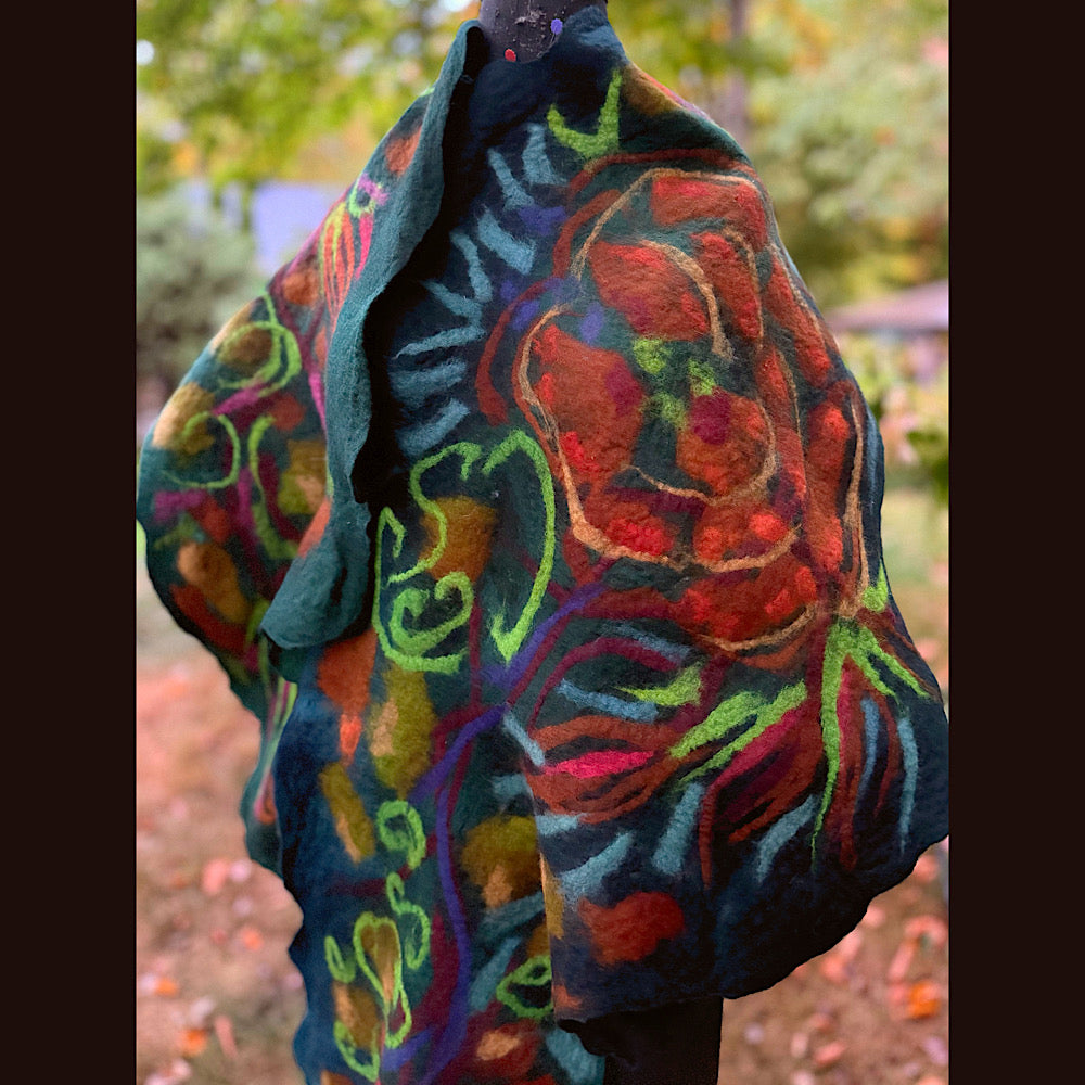 Handmade Felted Wool Scarf 85” X 21”