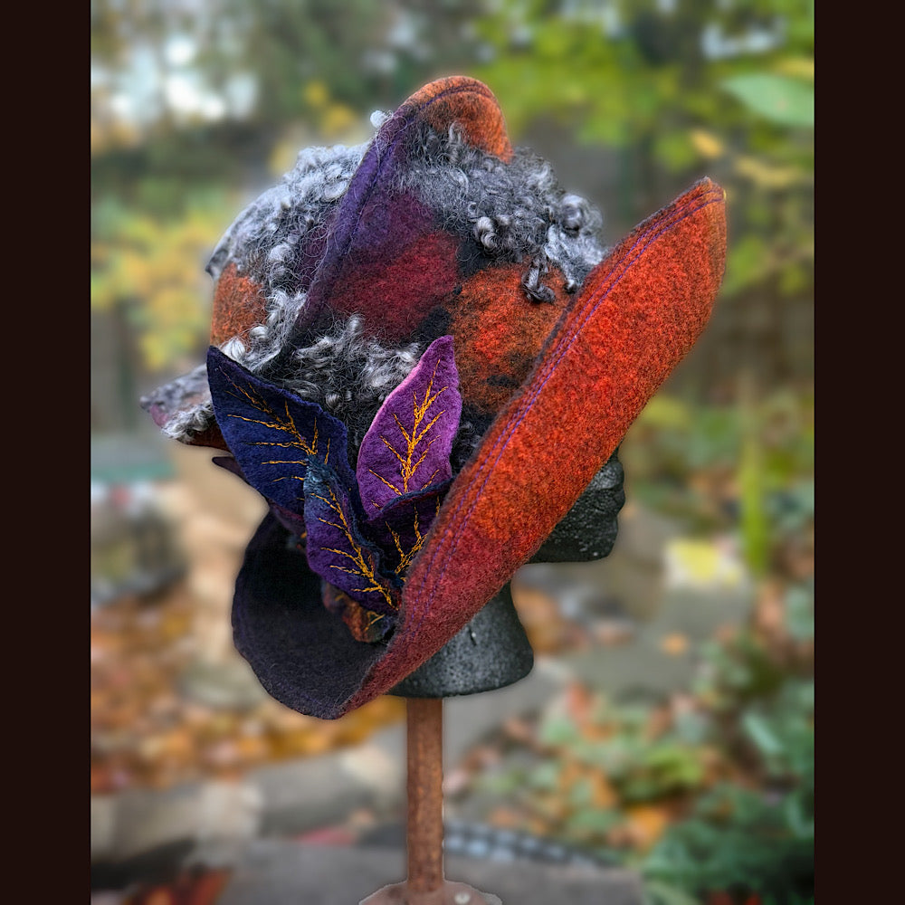 OOAK Handmade wool Felted hat 24” large