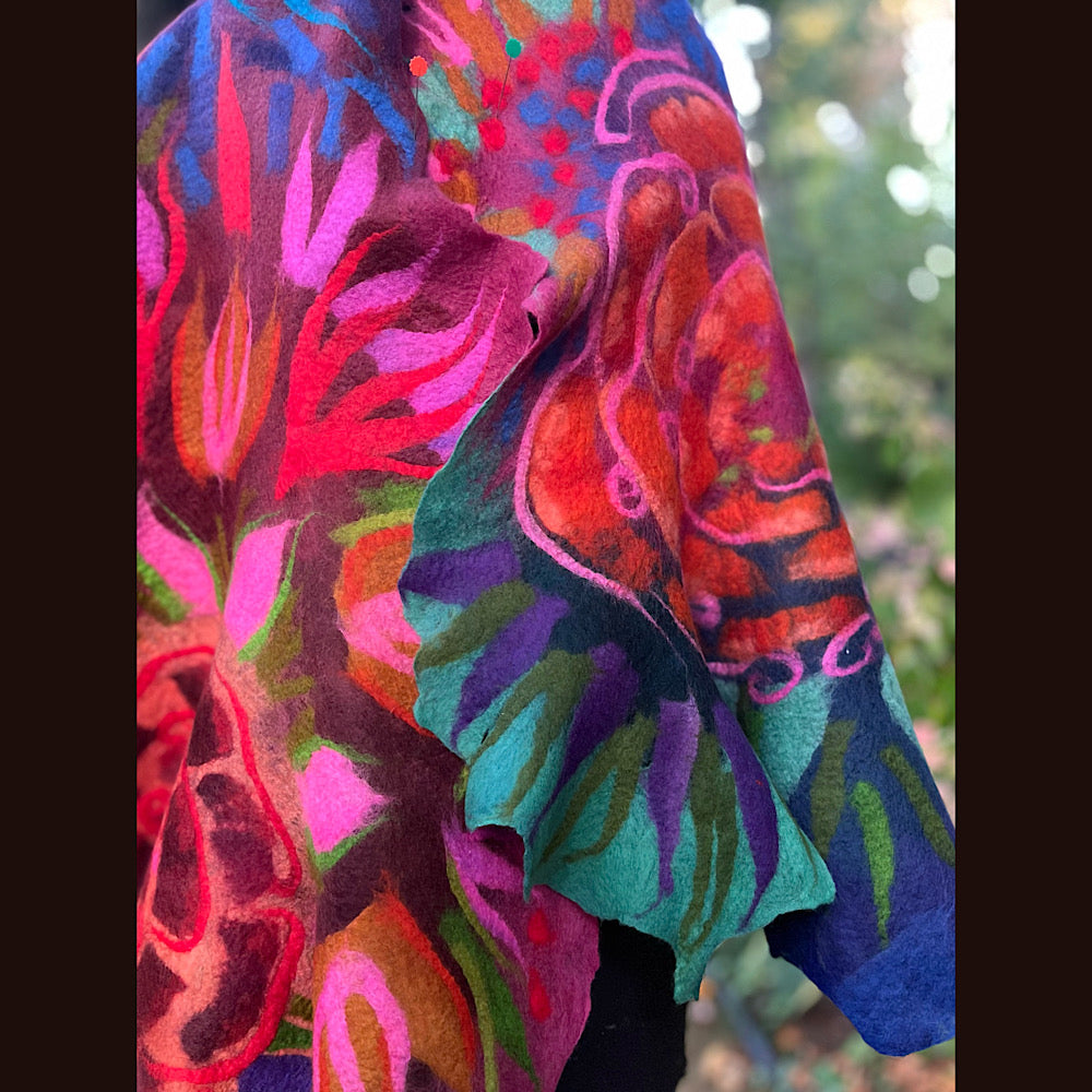 Handmade Felted Wool Scarf 74” X 29”