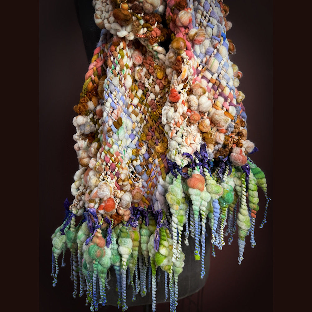 Handmade wool Woven Scarf 84” X 12”