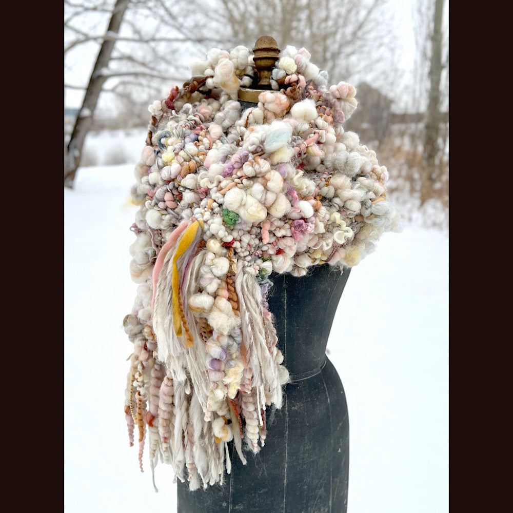 The Snow Rose Scarf 92” X 10”  1.2 pound