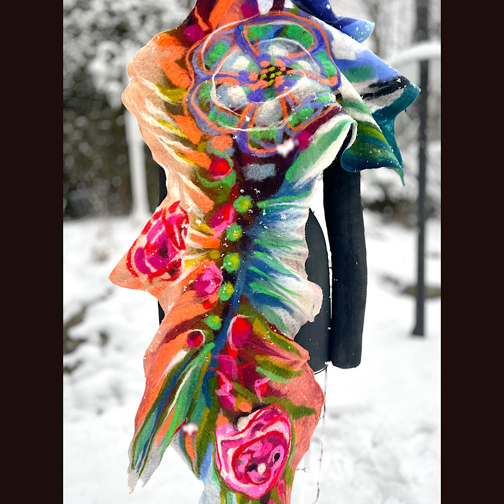 Rose Felted Shawl 84” X 21”