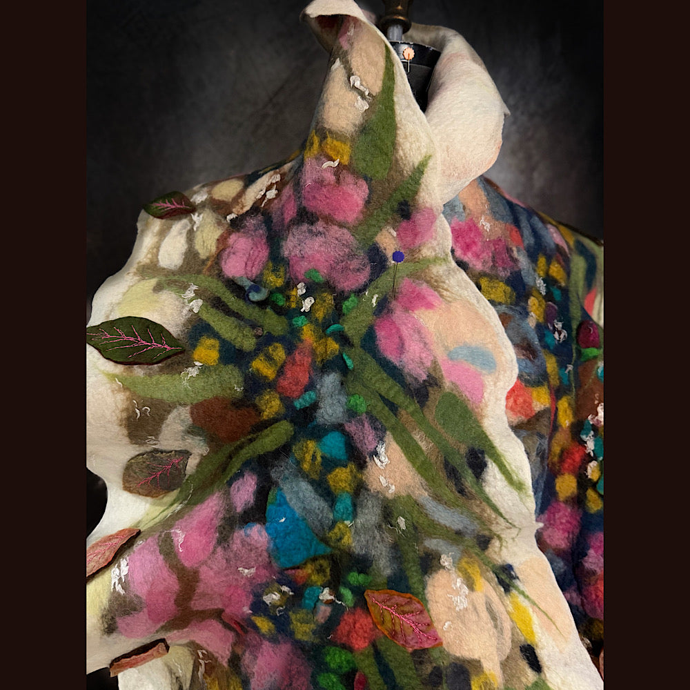 OOAK Handmade wool Felted Scarf 86” X 21”