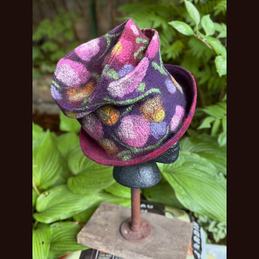 OOAK Handmade wool Felted hat 22” small