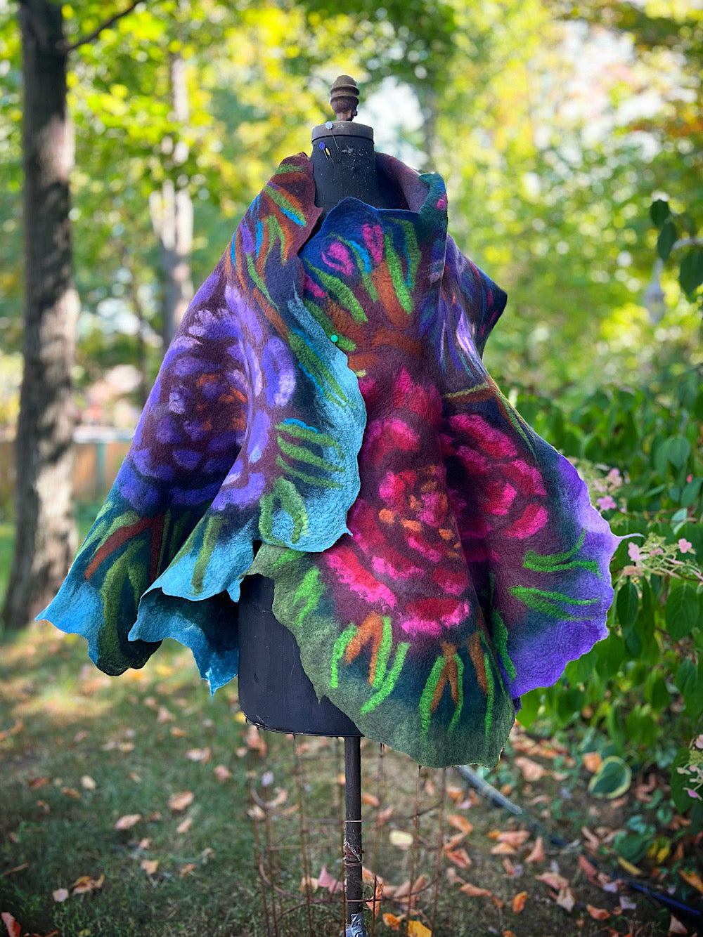 Handmade Felted Wool Scarf 74” X 29”