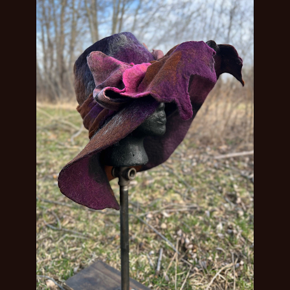 Large brim Felted hat with bow 24” large