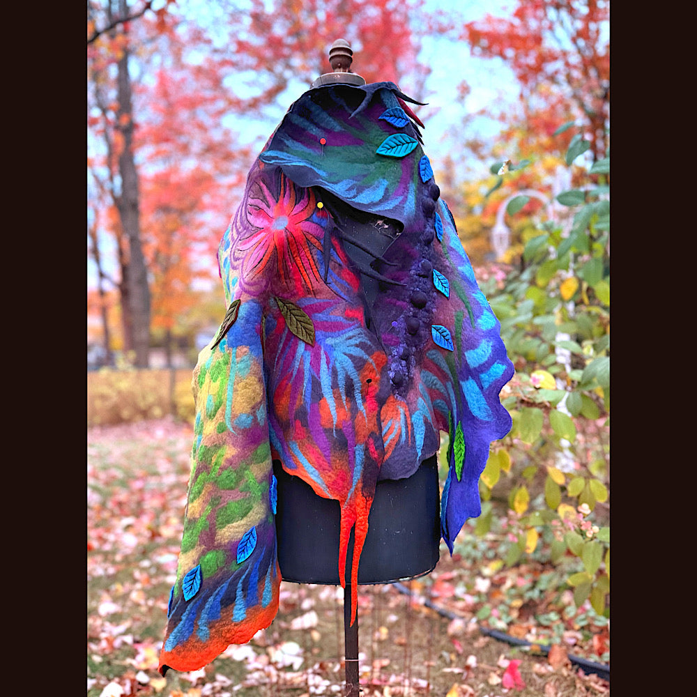 Handmade Felted Wool Scarf 74” X 33”