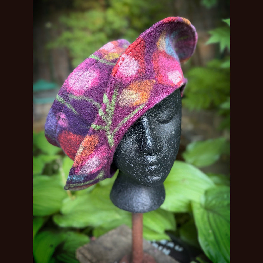 OOAK Handmade wool Felted hat 23.5” medium