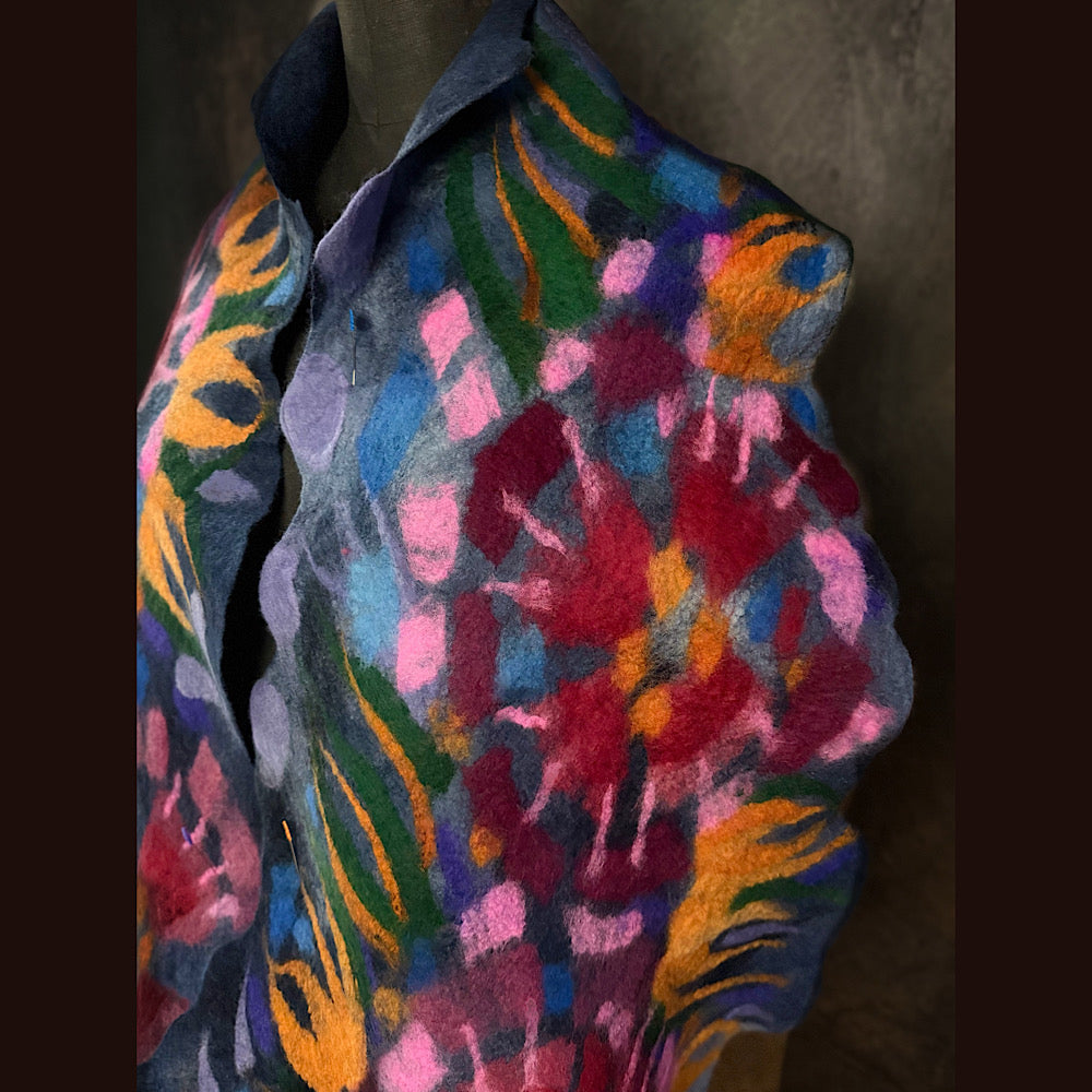 OOAK Handmade wool Felted Scarf 84” X 17”