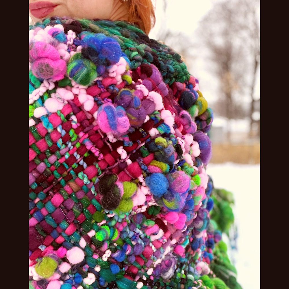 Handmade wool Woven Scarf shawlette 28” X  20” larger size