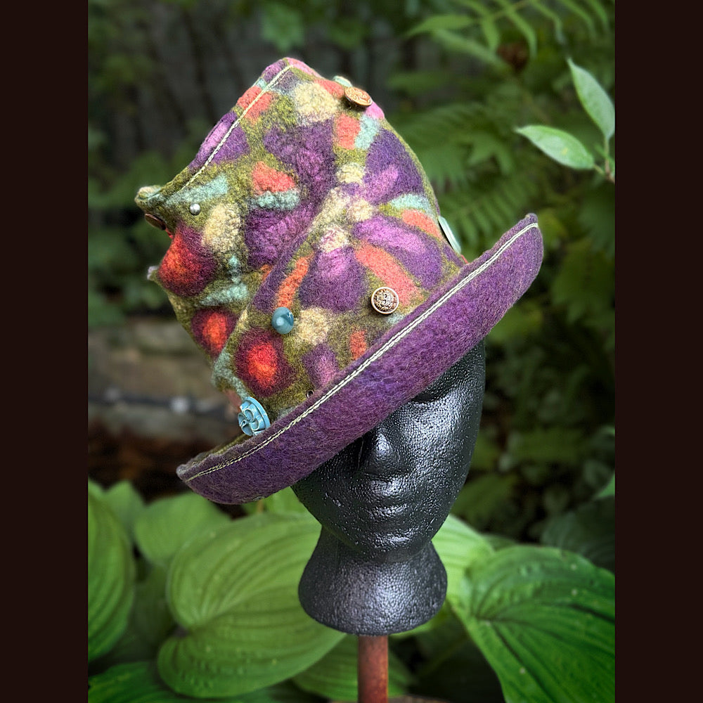 OOAK Handmade wool Felted hat 22” small