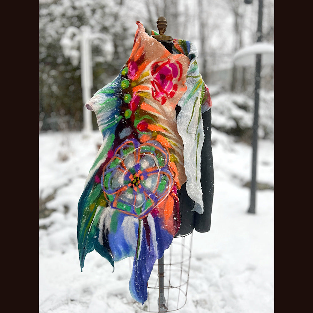 Rose Felted Shawl 84” X 21”