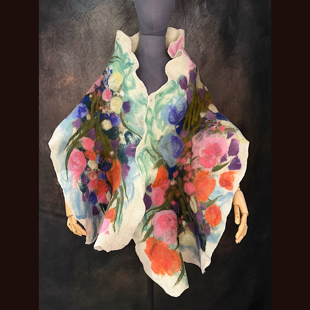 OOAK Handmade wool Felted Scarf 80” X 17” Original art work