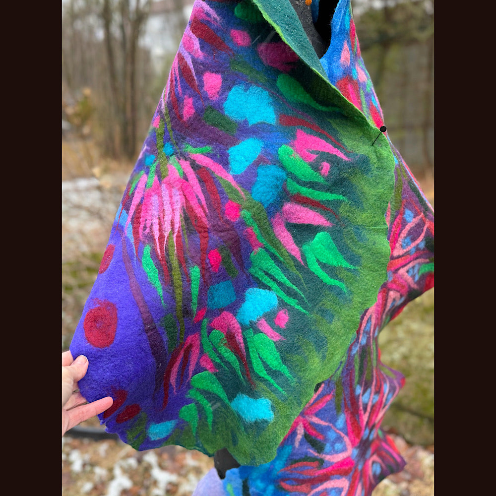 Handmade wool Felted Scarf 88” X 22”