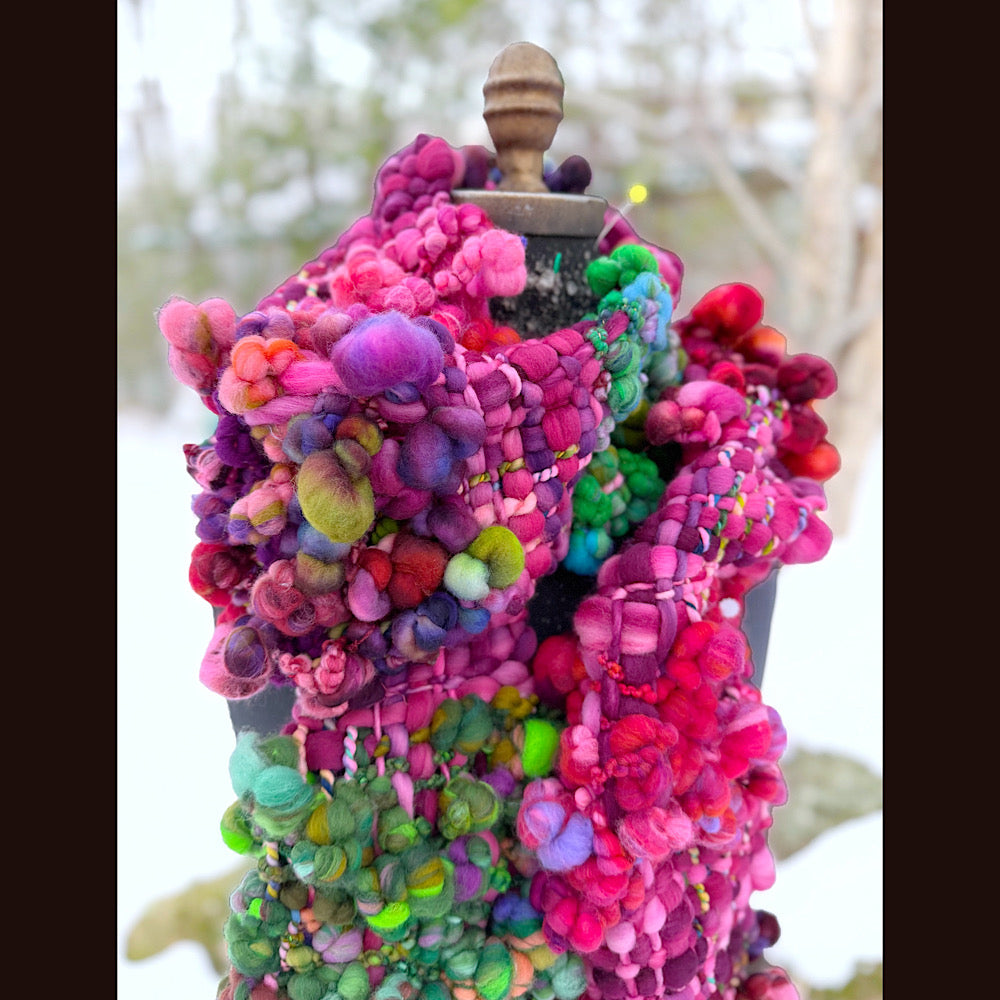 Handmade wool Woven Scarf 88” X 7”