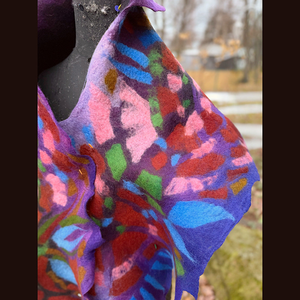 Handmade wool Felted Scarf 80” X 19”