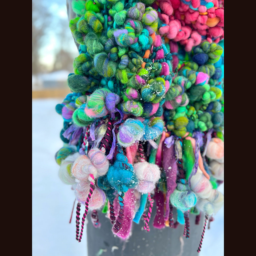 Winter bouquet Woven art yarn Scarf 98” X 7.5”