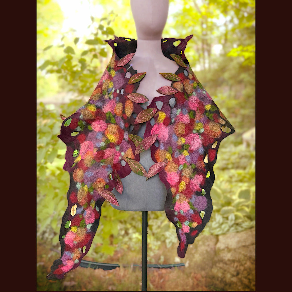 OOAK Handmade wool Felted Scarf 84” X 17” Original art work