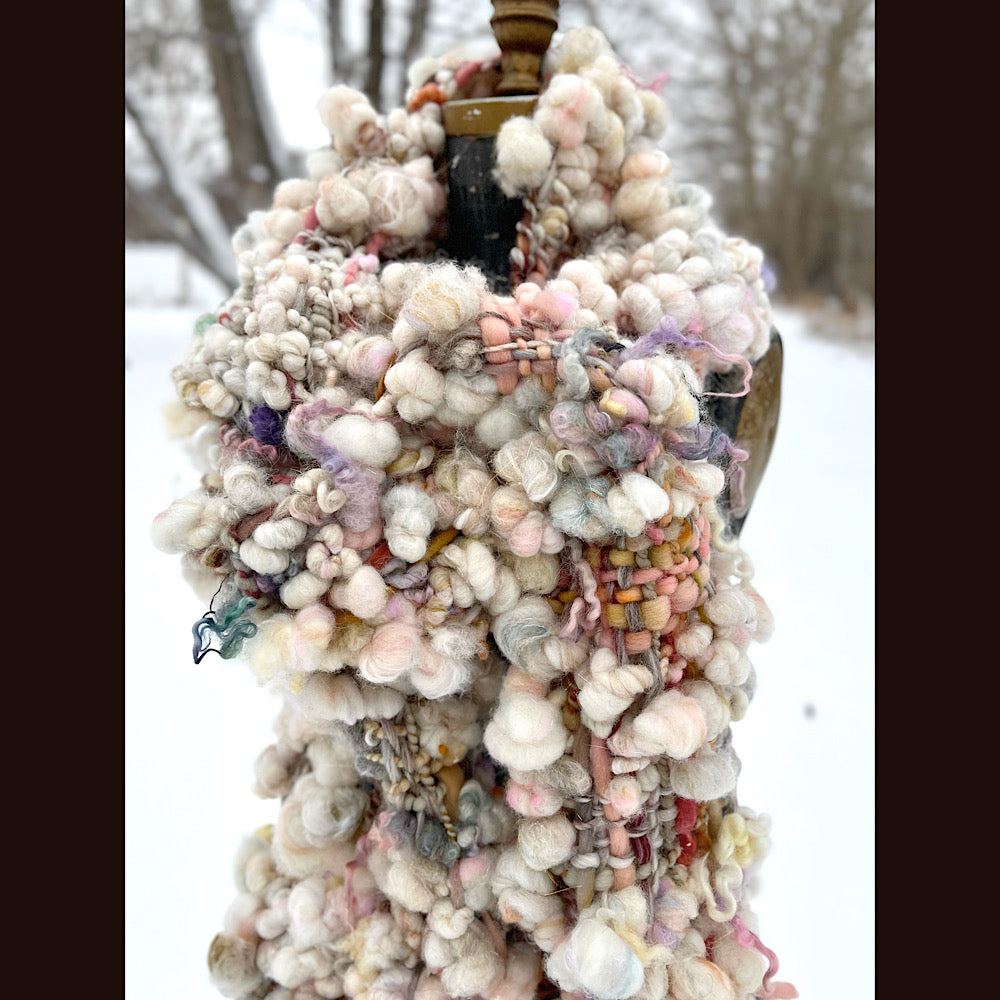 The Snow Rose Scarf 92” X 10”  1.2 pound