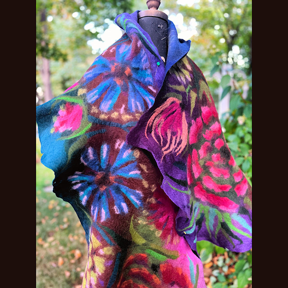 Handmade Felted wool Scarf 86” X 26”