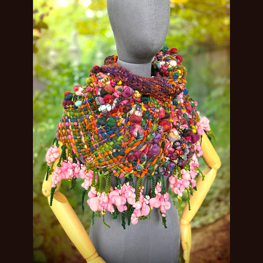 OOAK Hand woven wool handmade Scarf shawlette