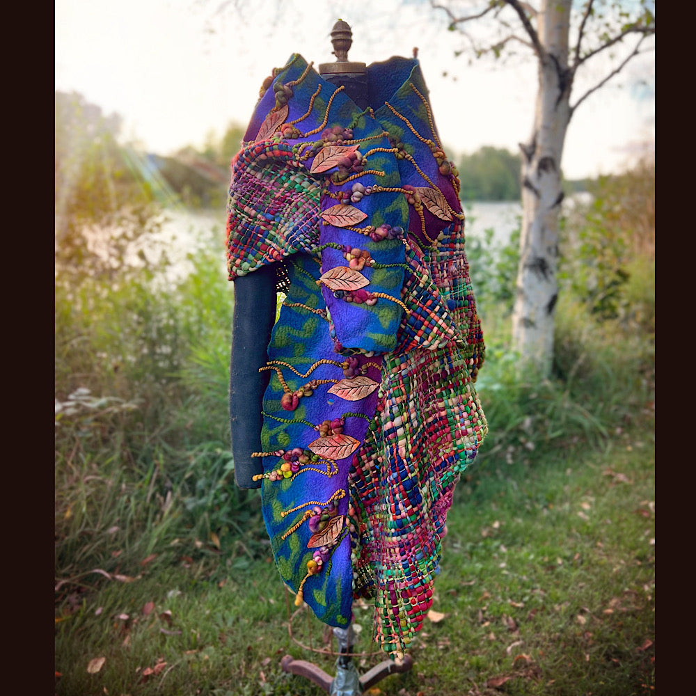 Felted and woven Shawl 84” X 23”