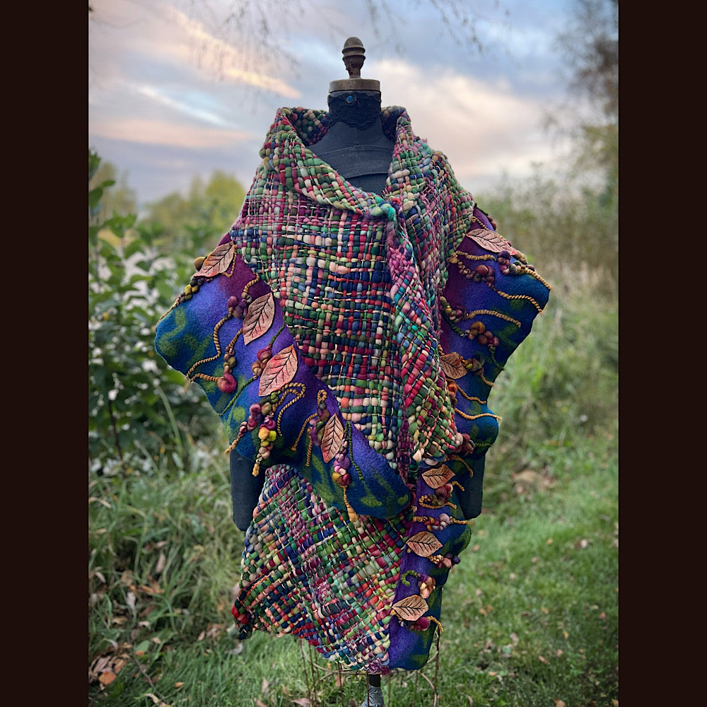 Felted and woven Shawl 84” X 23”