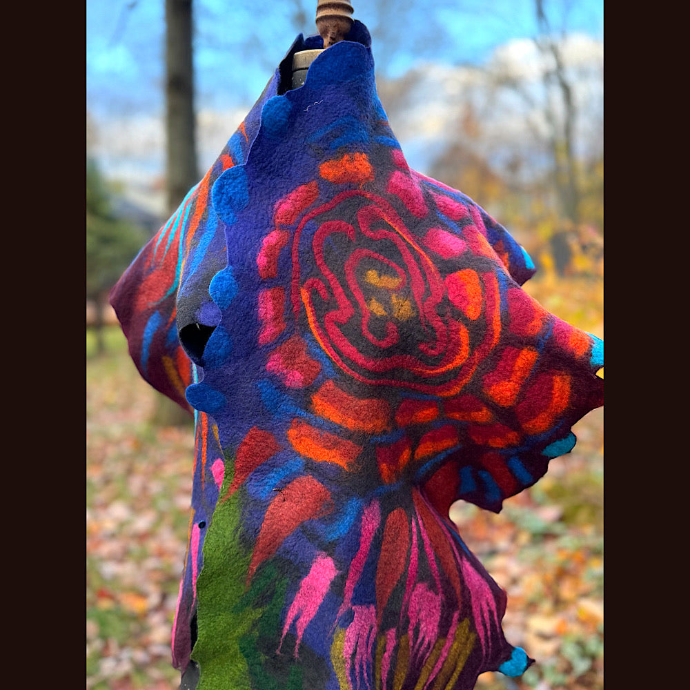 Handmade wool Felted Scarf 78” X 16”