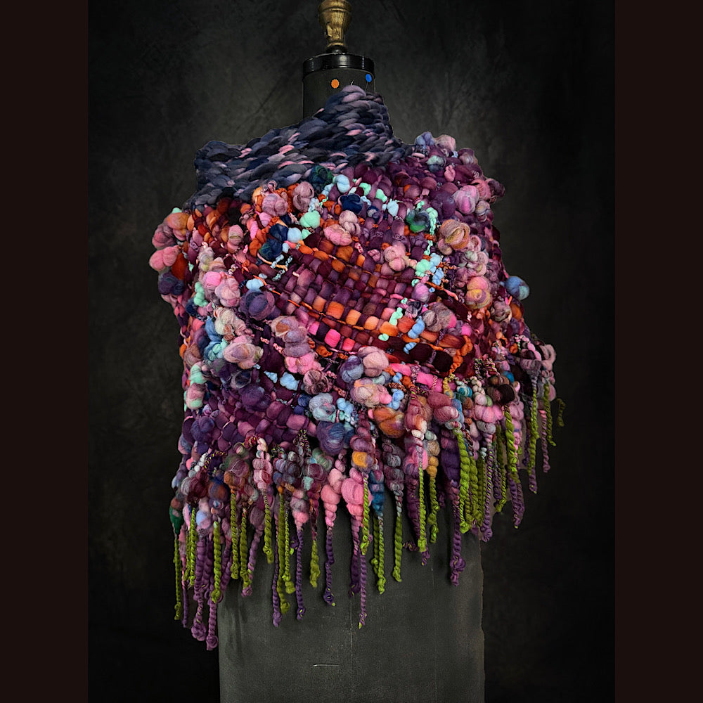 Handmade wool Woven Scarf shawlette 25” X  20” larger size