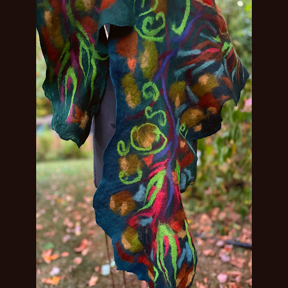 Handmade Felted Wool Scarf 85” X 21”