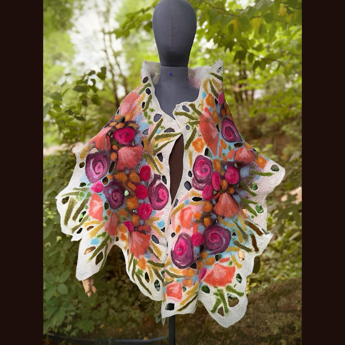 OOAK Handmade wool Felted Scarf 82” X 19” Original art work