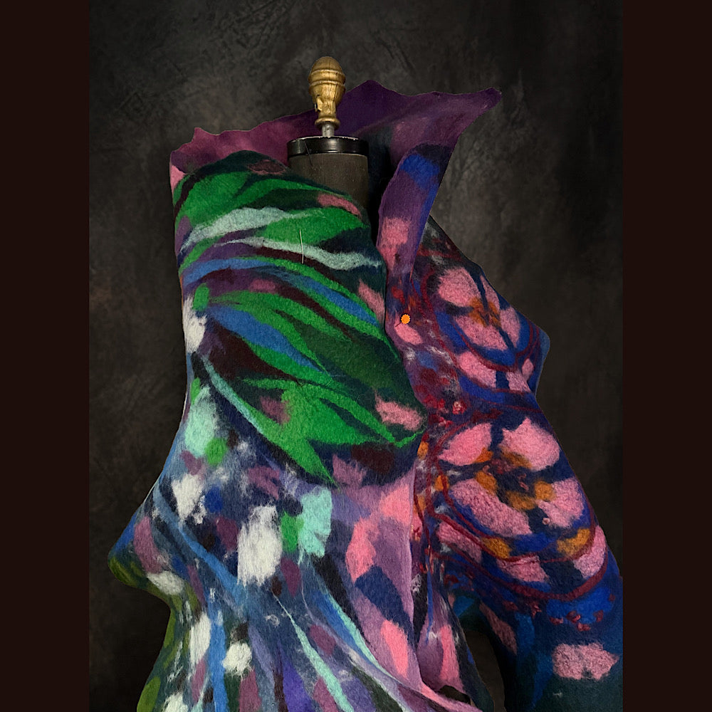 OOAK Handmade wool Felted Scarf 81” X 19”