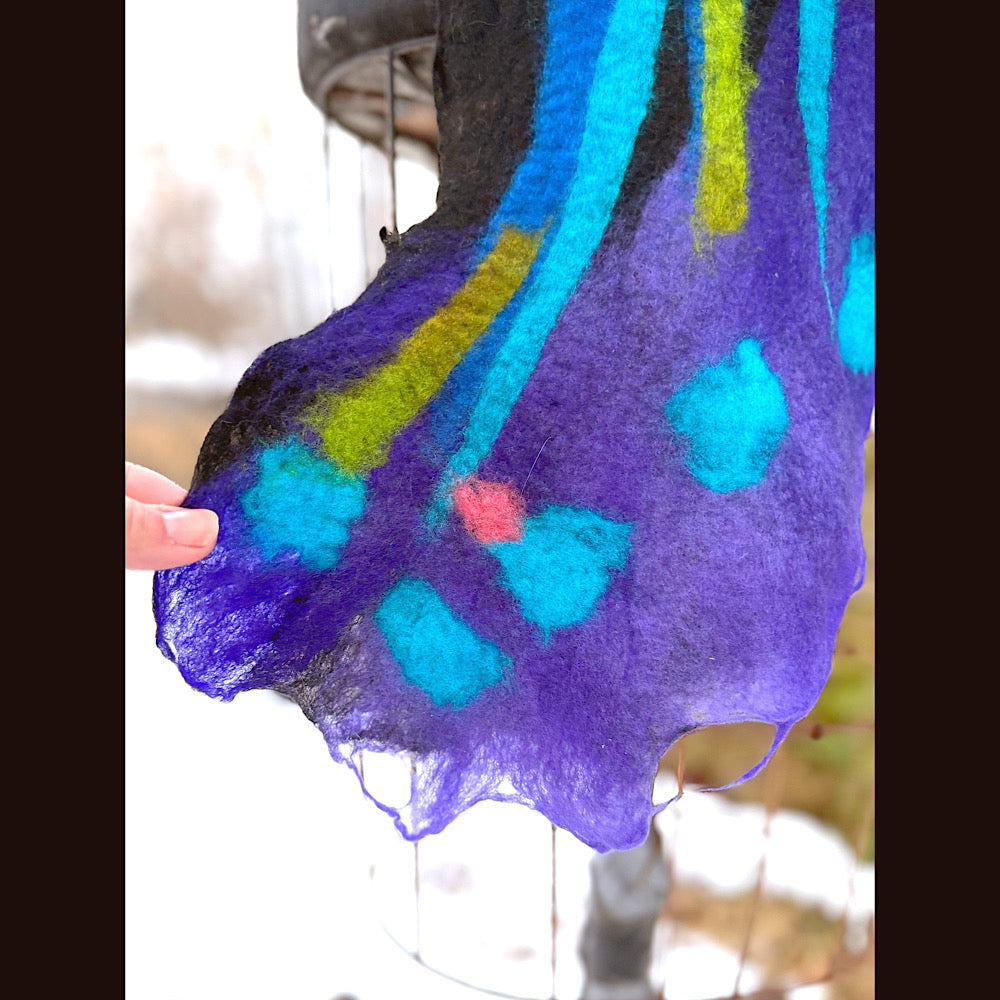 Handmade wool Felted Scarf 78” X 12”