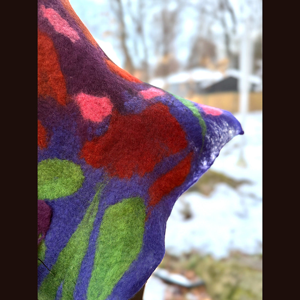 Handmade wool Felted Scarf 68” X 11”