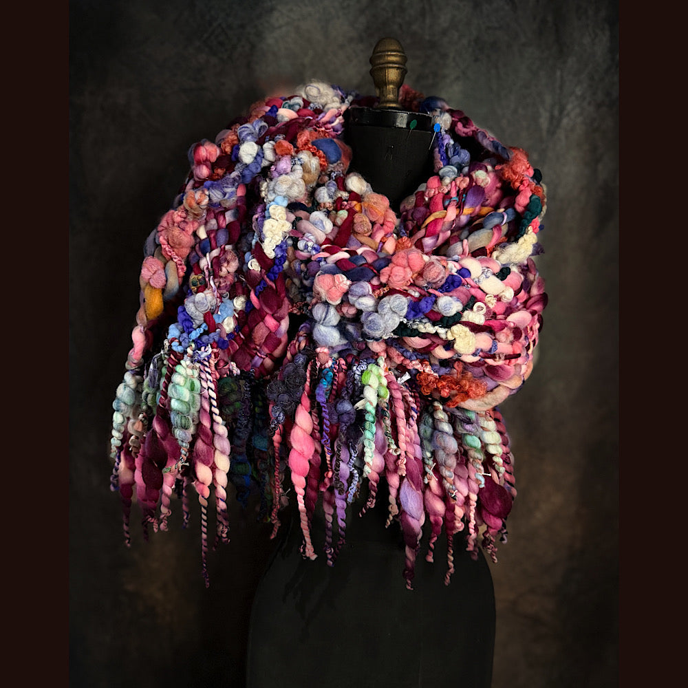 Handmade wool Woven Scarf 88” X 11”