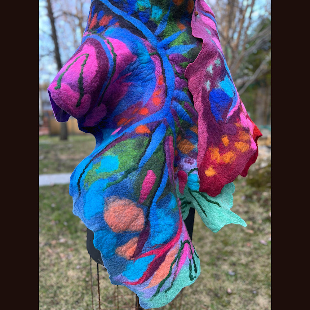 Caterpillar Felted Shawl 76” X 20”