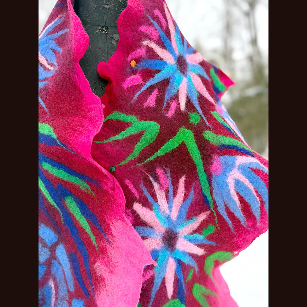 Handmade wool Felted Scarf 80” X 20